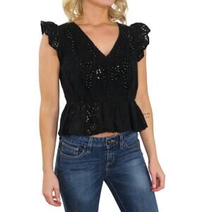 Express Black Beaded Eyelet Top Small Y2k Going Out Top Cute